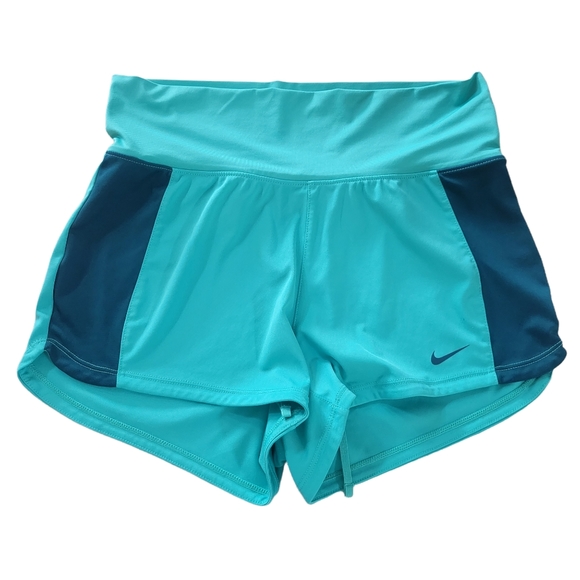 Nike Dri-Fit Athletic Shorts Womens Small Turquoise Over Waist 643049-405